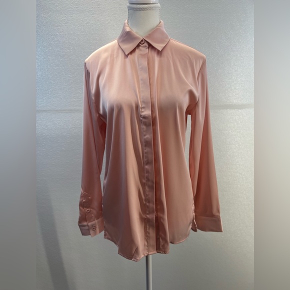 Anne- Long silk satin necktie front button down shirt - SOLD OUT